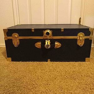 Deep blue, gold locks and trim, Seward chest/trunk. 2.5ft x 13in x16in big space